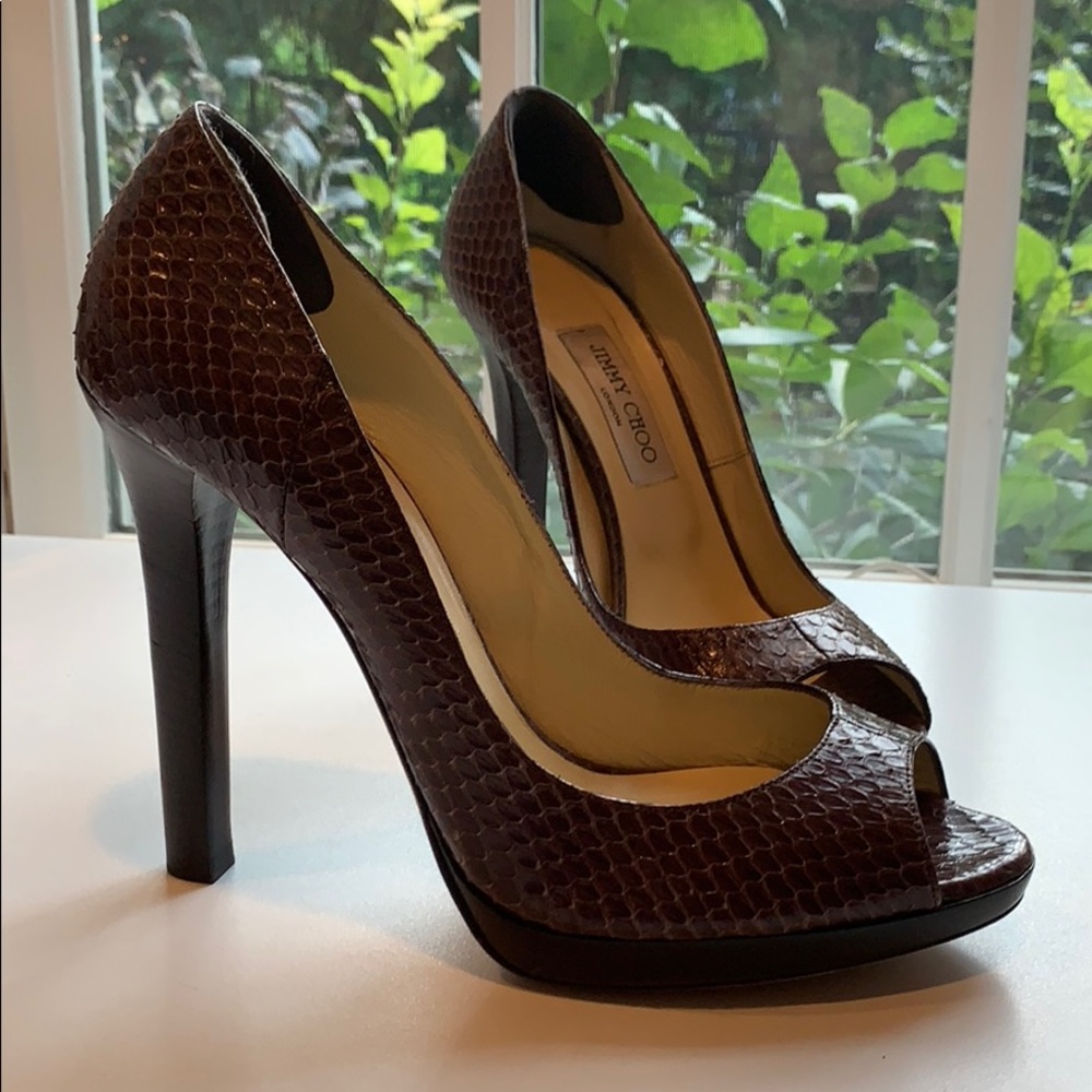 Jimmy Choo brown snake skin heels. Size 40
